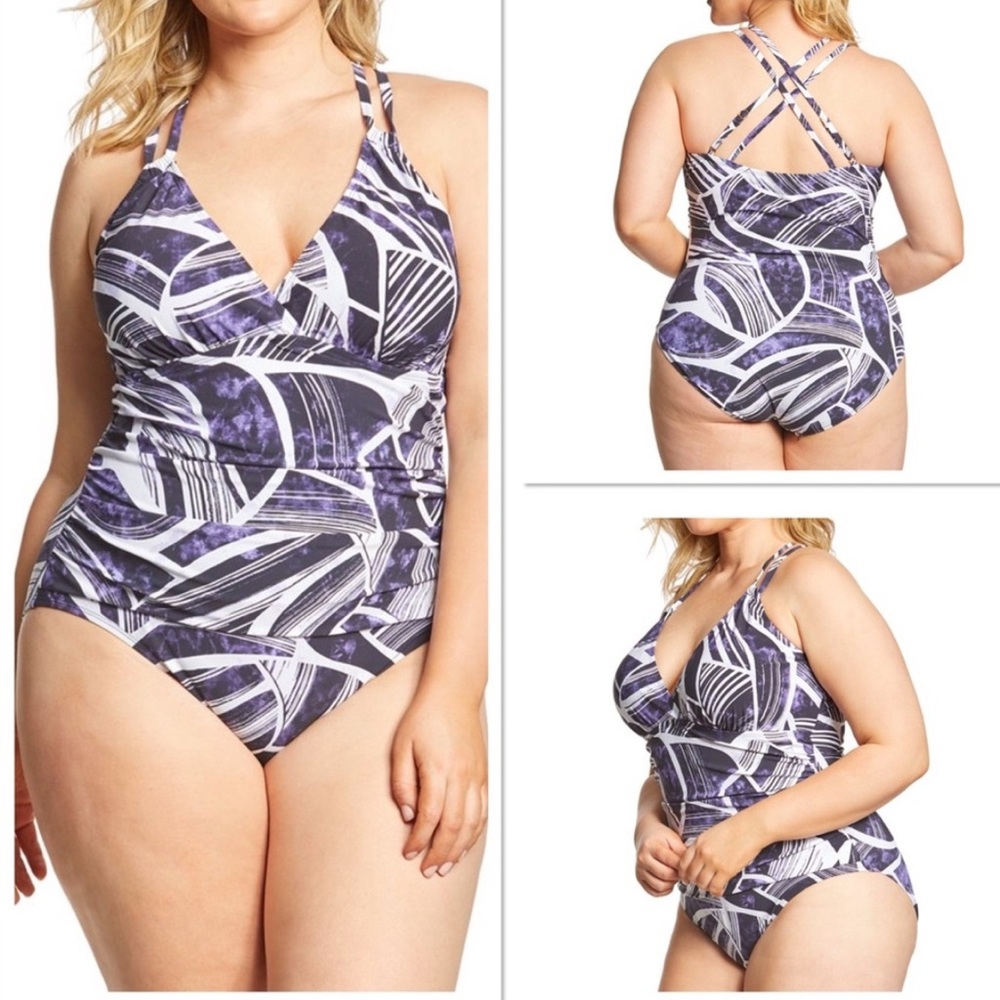 La Blanca Purple and White Swimsuit